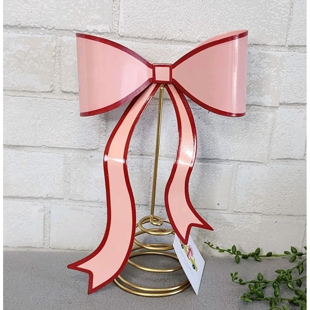 Pink Red Metal Bow Christmas‎ Valentines Day Tree Topper 11